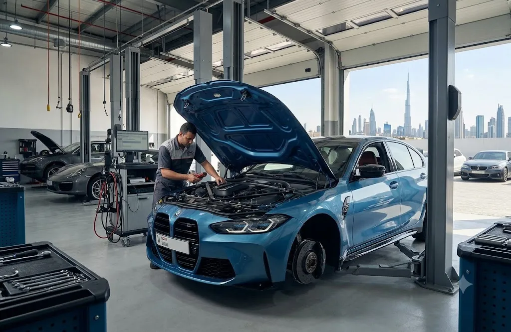 BMW M3 in for repair and service at an independent BMW M3 specialist garage in Dubai